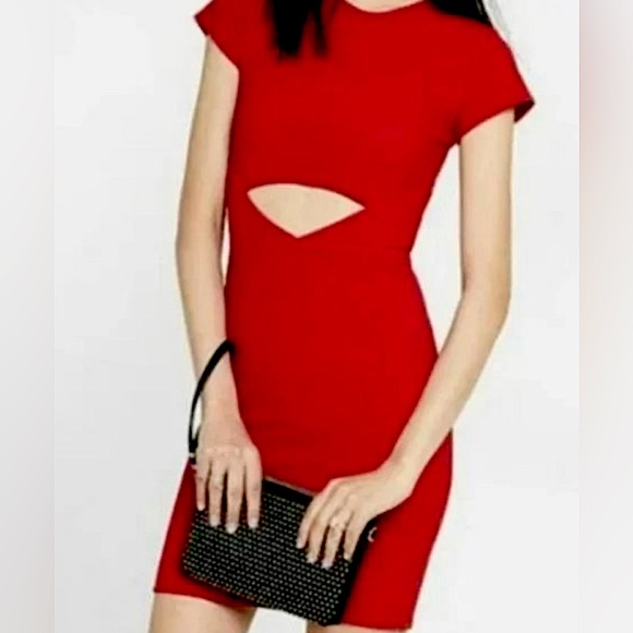 NWT Express Ribbed Body Con Cutout Dress - Picture 1 of 5